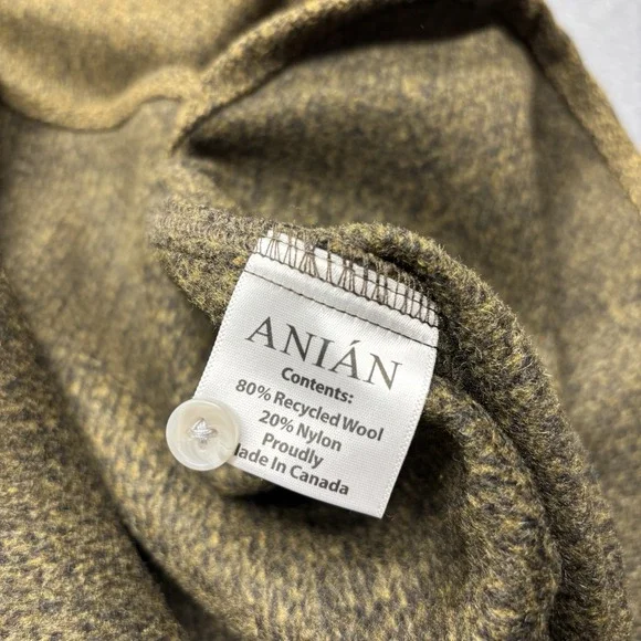 Anian Women's Berlino Button Up Overshirt Recycled Wool Blend Made in Canada S - Picture 11 of 11